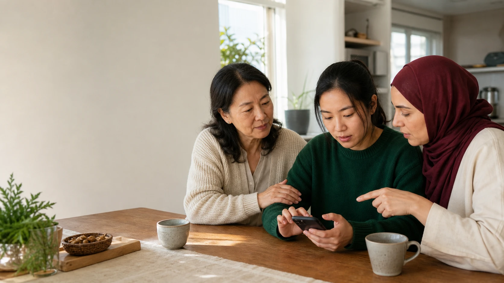 Two women review a data-sharing choice together